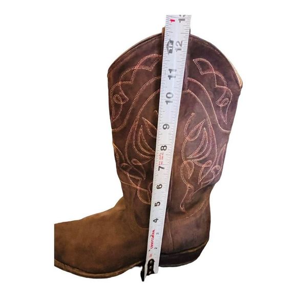 Frye Billy stitch cowgirl western boots brown with orange stitching design sz 9 - Picture 11 of 16